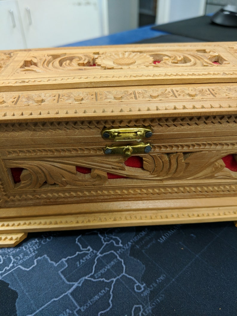 Chiseled Indian Jewelry Holder Handcrafted Sandlewood Jewelry Holder