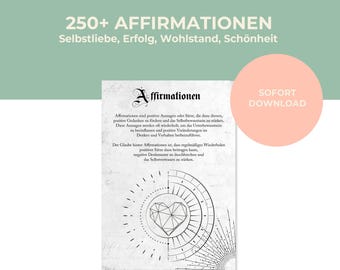 250+ Affirmations, Self-Love, Prosperity & Beauty | Cheat Sheet | Grimouir | PDF | Instant Download | Printable