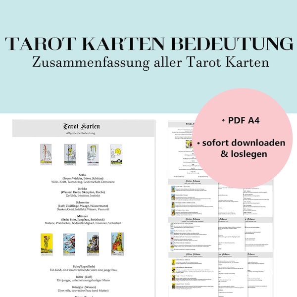 Tarot Card Meaning - Digital Download! Major & Minor Arcana Overview, Tarot, Predictions, Divination, Tarot for Beginners, Grimouir