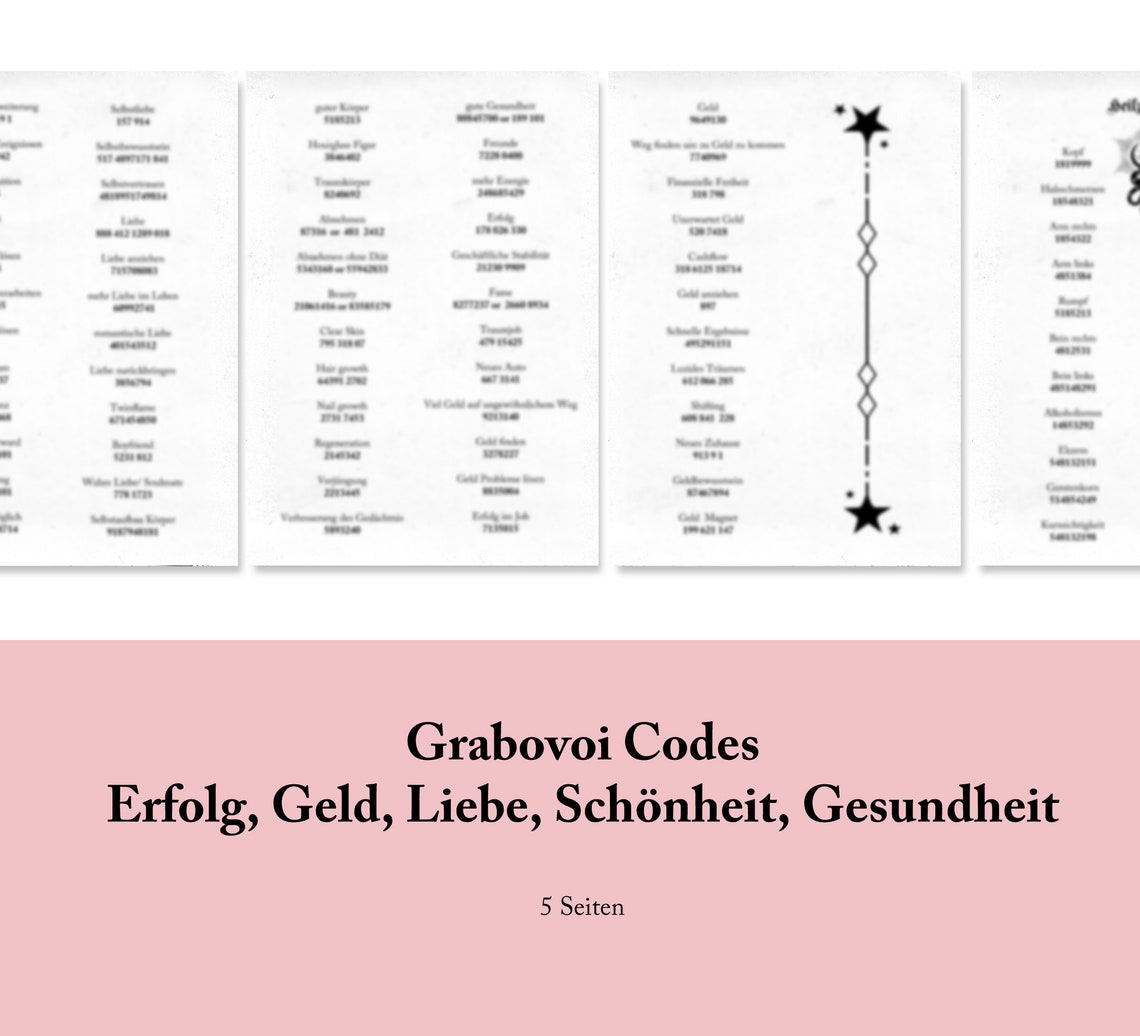 Grabovoi Codes | Cheat Sheet | Grimouir | PDF | Instant Download | Printable - Etsy Canada