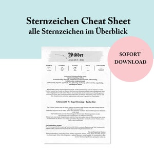 Zodiac signs, signs of the zodiac | Cheat Sheet | Grimouir | PDF | Instant download | for printing