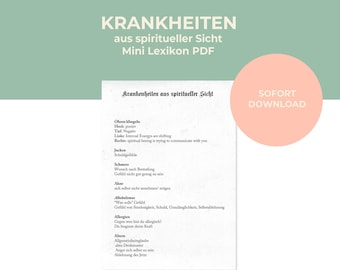 Illnesses from a spiritual perspective | Grimouir | Cheat Sheet | PDF | Instant Download | Printable