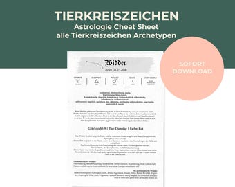 Zodiac Signs | Cheat Sheet | Grimouir | PDF | Instant Download | Printable