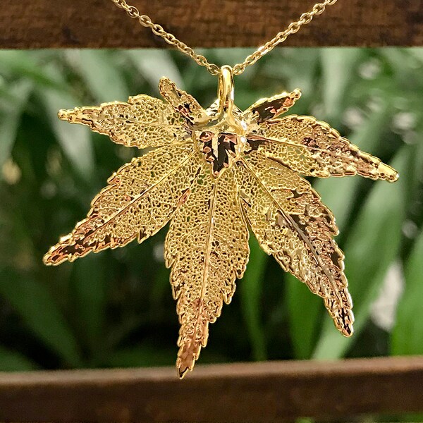 Small Japanese Maple Gold Plated Leaf Necklace