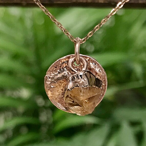 Rose Gold Citrine Raw Pendant | Etsy UK