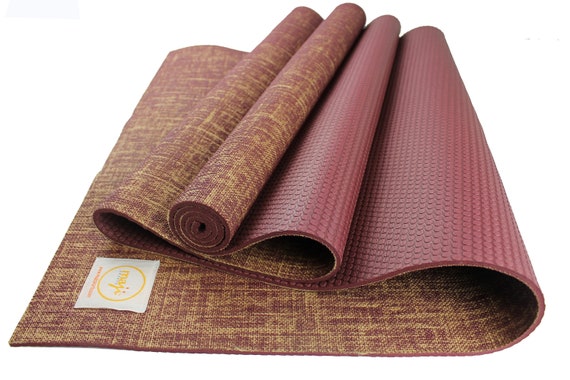 Jute Premium Eco Yoga Mat Burgundy Etsy