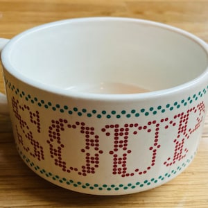 Vintage ceramic soup bowl with handle