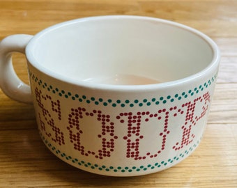 Vintage ceramic soup bowl with handle