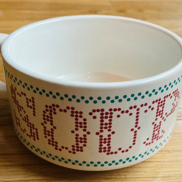 Vintage ceramic soup bowl with handle