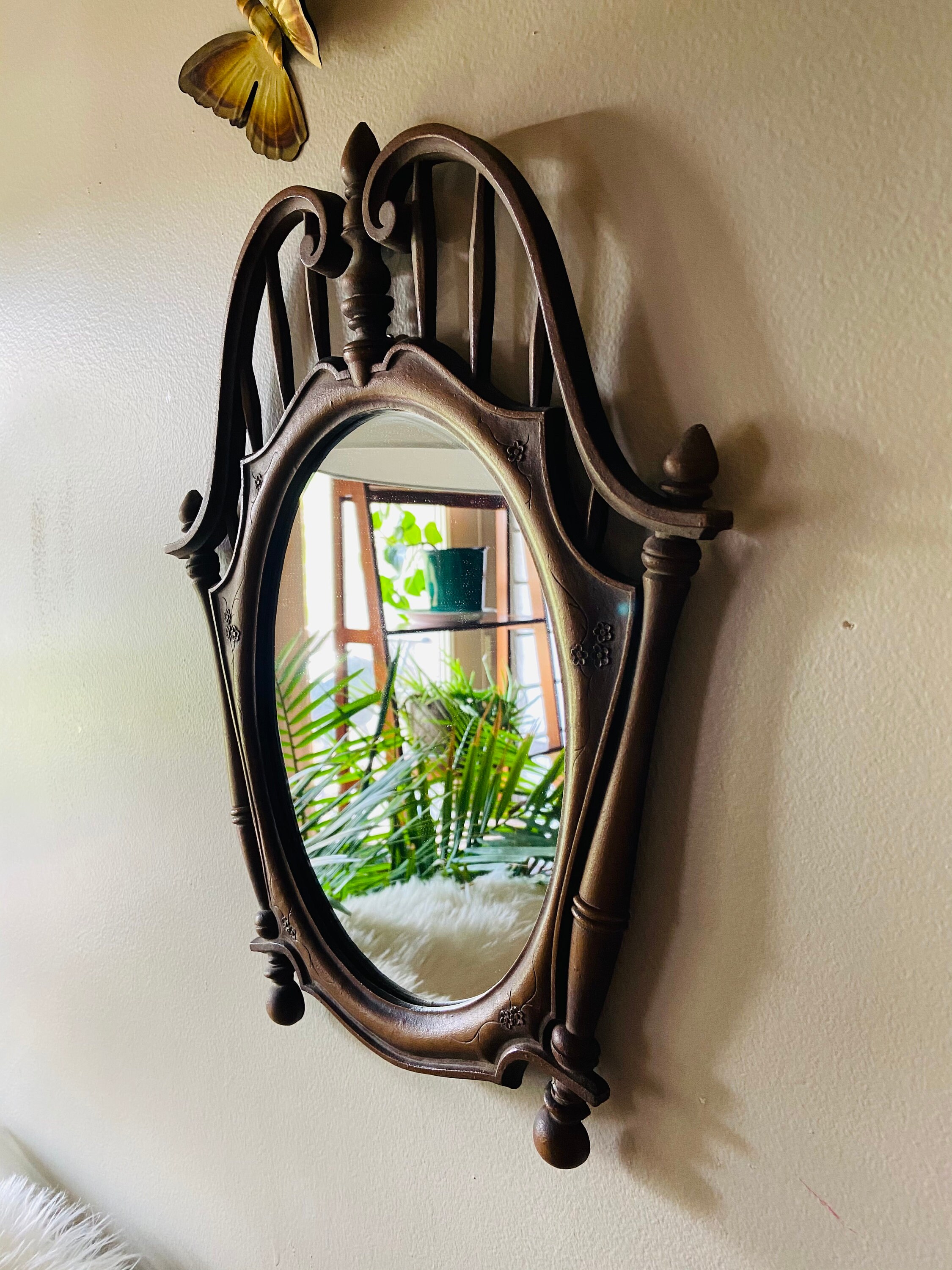 MCM mirror Syroco NY 17 wood mirror wooden wall mirror Etsy