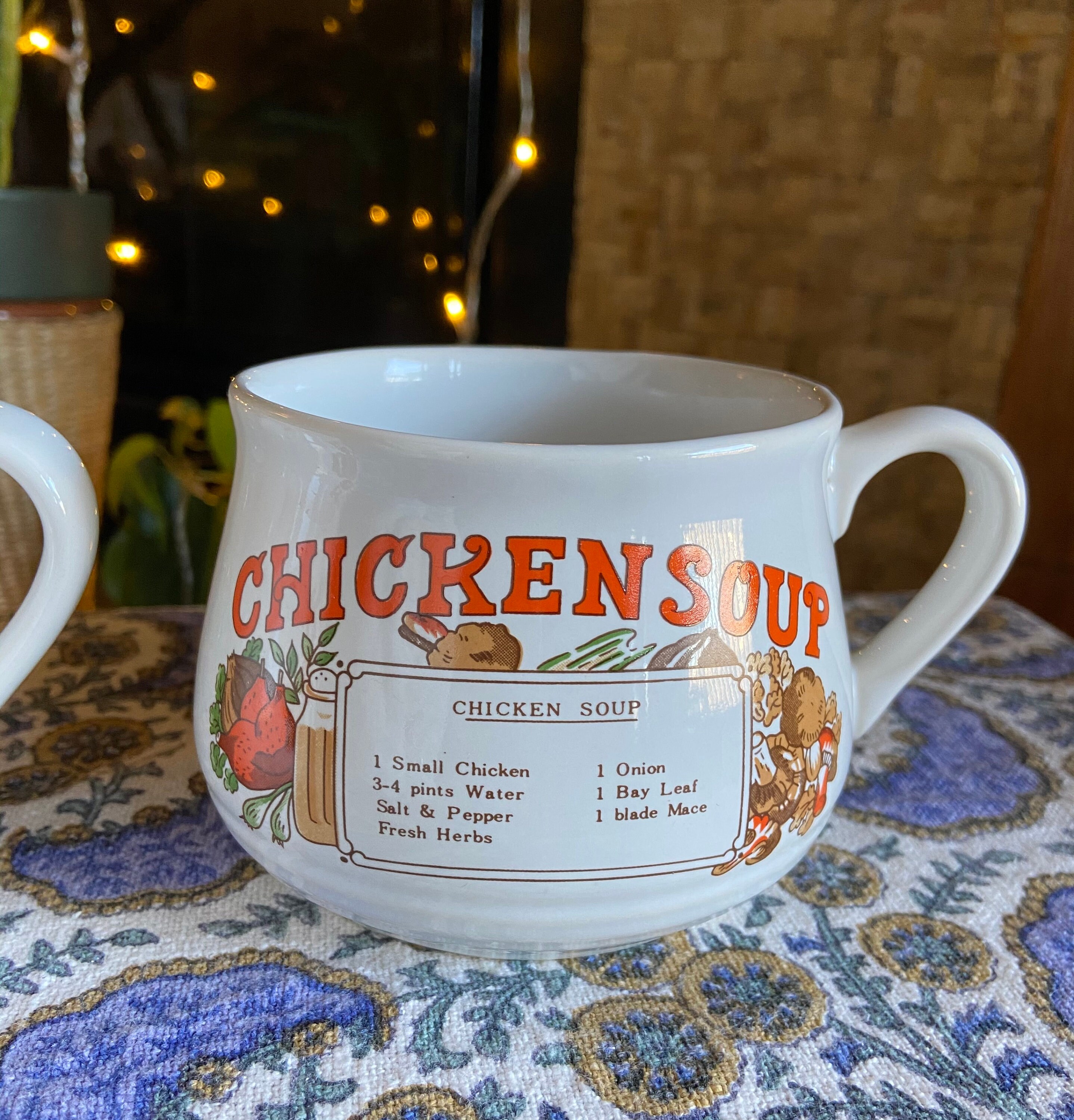 Vintage 1970s soup mug set mushroom soup bowl chicken soup Etsy