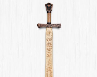 The Name of The Lord is a Strong Tower - Scripture Sword Sign - Made in the USA!