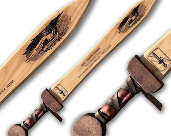 Custom Gladius Wooden Rudis Sword - Patriotic Eagle - Made in the USA!