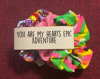 gift set Valentines Otters and rainbows scrunchie bunch set custom message gift,oversized scrunchie pack scrunchie bundle