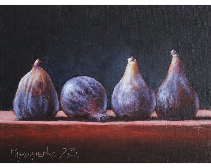 Figs Oil Painting, Original Figs Art, Fruit Still Life, Fruit Art, Tiny