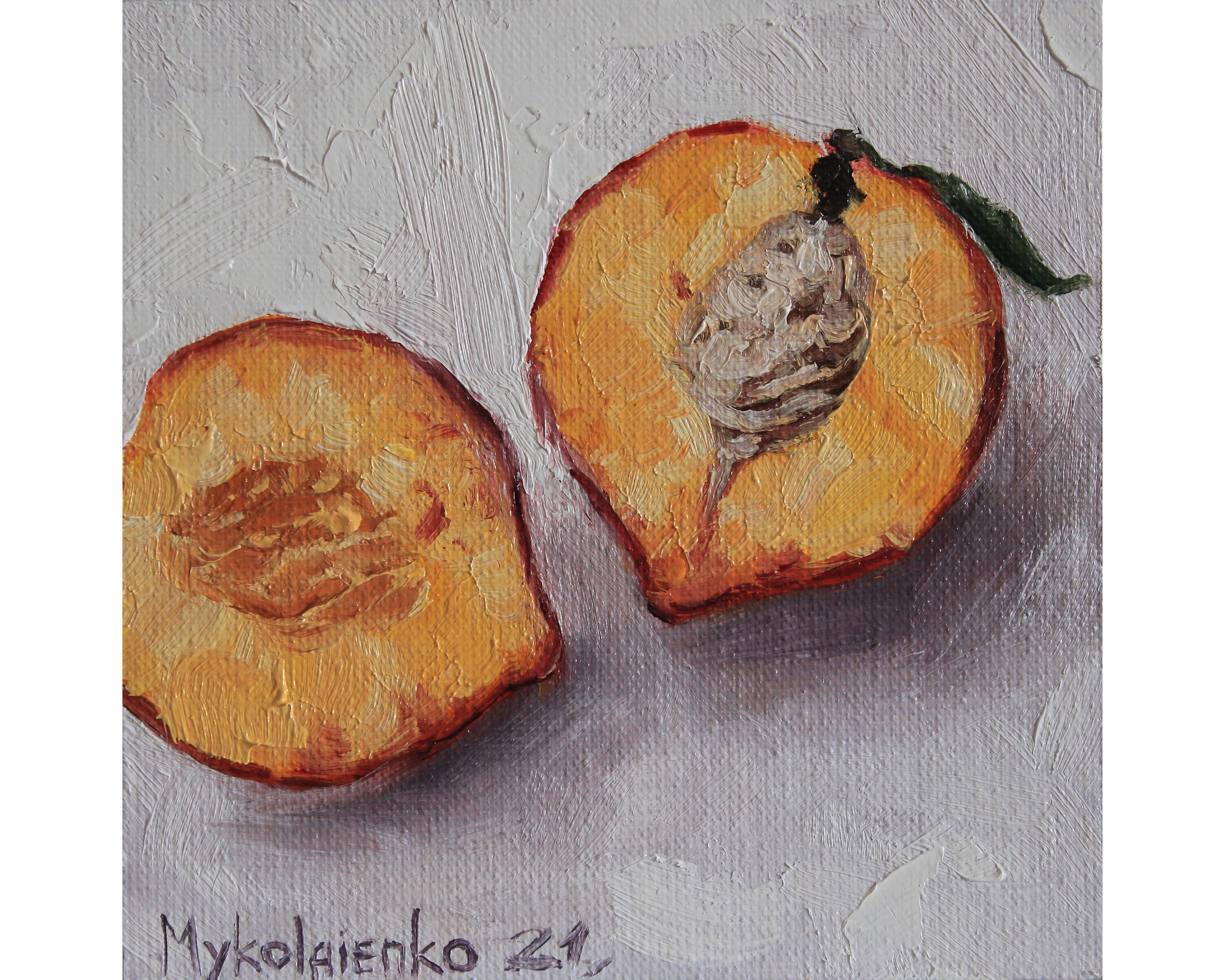 Peach Oil Painting Original Peach Art Fruit Still Life Etsy
