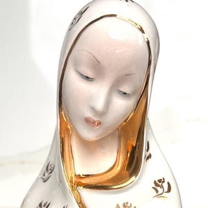 Italian Sculptor Eugenio Pattarino Ceramic Gilt Virgin Mary/ Madonna Bust