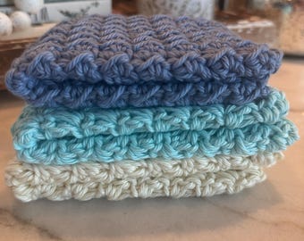Handmade Cotton Washcloth Set – Baby & Face Cloths, Soft Knit