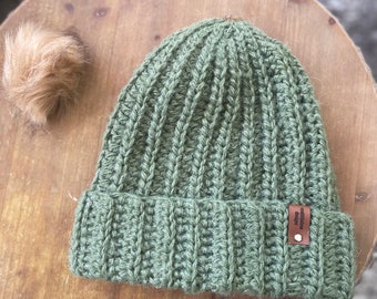 Super Soft Crocheted Beanie with Detachable Pompom - Handmade Cozy Winter Hat