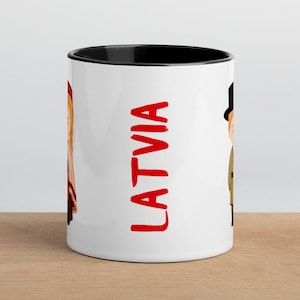 Latvia Mug, Latvia folk mug, Latvian Folk Kid, Latvia Flag cup, Gift for Latvian friend, Gift from trip, gift for friend, birthday gift