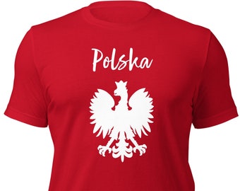 Polska eagle red t-shirt, Polska t-shirt, gift for friend, Polish friend gift idea, Polish colors shirt, soccer team support, Polish eagle