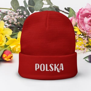 Polish hat, Beanie Poland, Polish Pride, Winter Hat For Women, Gift idea, Polska czapka, birthday gift for her, Embroidered Beanie Polska Red