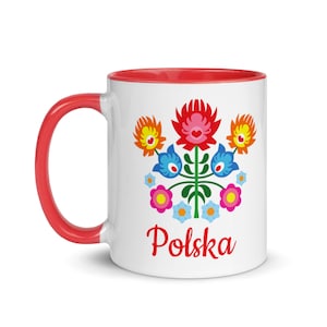 Polish Flowers Mug, gift for her, Polish colors cup, gift from Poland, gift idea, patriotic gift Polish, Poland heritage gift, holiday gift
