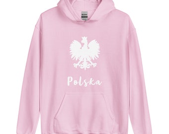 Polska Eagle Fleece Hoodie, Poland Coat Of Arms