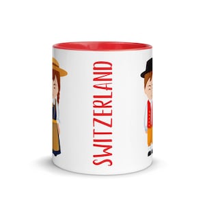 Swiss Flag Mug, Switzerland gift, Swiss folklore kid mug, Birthday Gift, gift for Him, gift for Her, Gift for Swiss friend, Switzerland flag