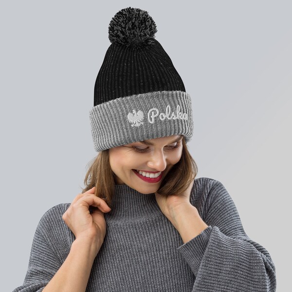 Sombrero polaco, Gorro Pom pom Polonia, Orgullo polaco, Gorro Pom-Pom, Sombrero de invierno para mujeres, Idea de regalo, Polska czapka, regalo de cumpleaños, regalo para ella