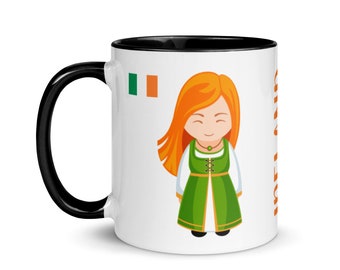 Irish folklore mugs, Irish folk art mug, Lucky Mug, St Patrick's Day gift mug, gift for best friend, Clover mug, Irish flag colors mug