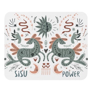 Sisu Power Mouse pad, back to school gift idea, Scandinavian design Sisu gift for friend, holiday gift Scandinavian folk art, gift for Finn