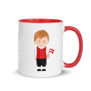 Denmark Mug, Denmark folklore Mug, Danish Folk art, Denmark Flag cup, Gift for Danish friend, Gift from trip, gift for friend, birthday gift
