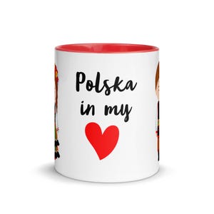 Polish folklore mug with Color Inside, Polish folklore lowicz, Gift from Poland, gift for Polish friend, Poland regional dress folklore mug