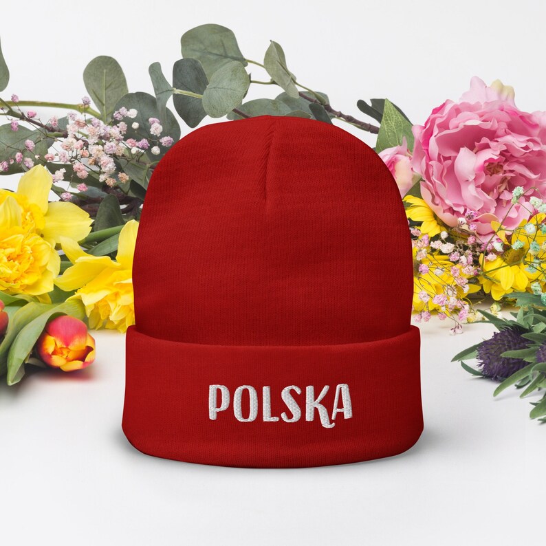 Polish hat, Beanie Poland, Polish Pride, Winter Hat For Women, Gift idea, Polska czapka, birthday gift for her, Embroidered Beanie Polska Red