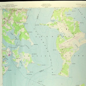 Gunpowder Falls State Park Map of Gunpowder Neck Maryland Art Print Wall Decor LARGE Topographic Survey Chesapeake Bay Harewood Park Chase