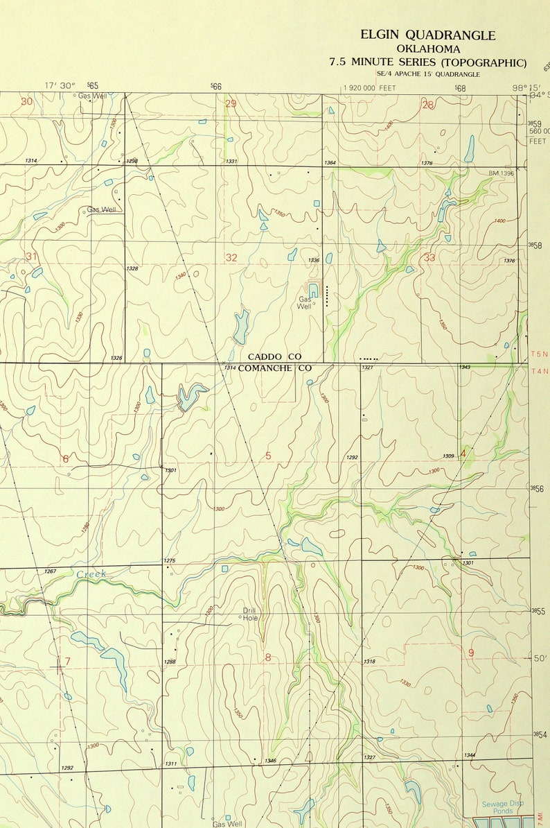 Elgin Map of Lake Ellsworth Oklahoma Art Print Wall Decor Etsy