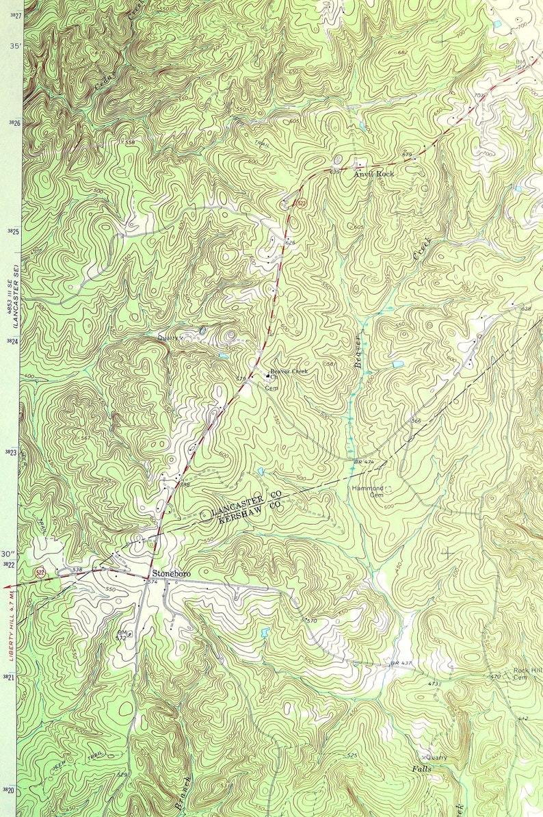 Heath Springs Map of Pleasant Hill South Carolina Wall Decor Etsy