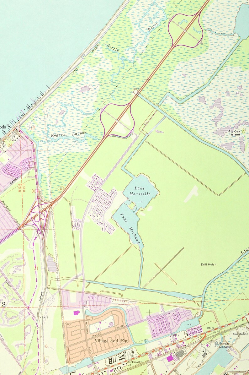 Little Woods Map of New Orleans Louisiana Art Print Wall Decor Etsy