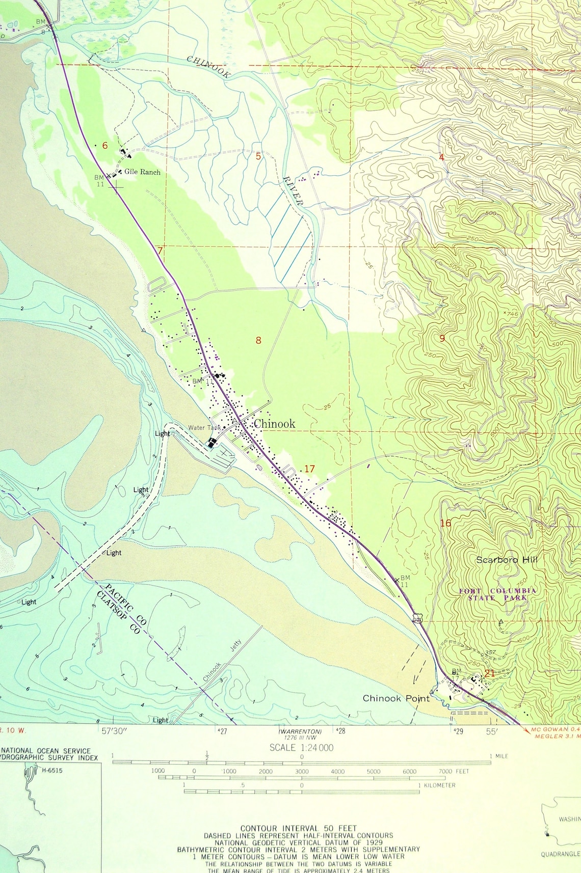 Chinook Washington Map of Willapa National Wildlife Refuge Etsy