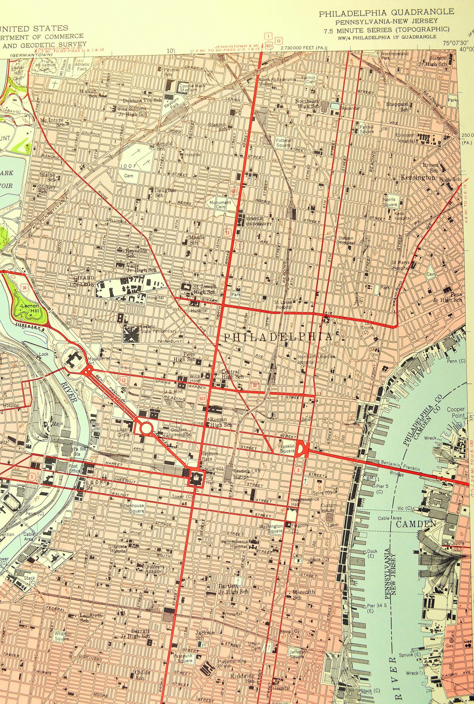 Philadelphia Topographic Map of Philadelphia Pennsylvania Art  Etsy
