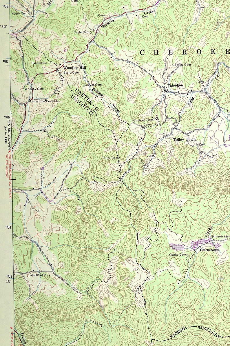 Iron Mountain Gap Map of Cherokee National Forest Tennessee Etsy
