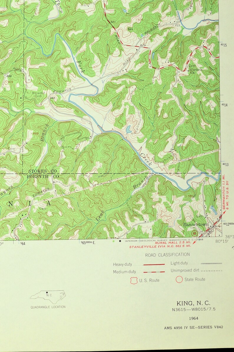King North Carolina Map of Mount Olive Art Print Wall LARGE Etsy