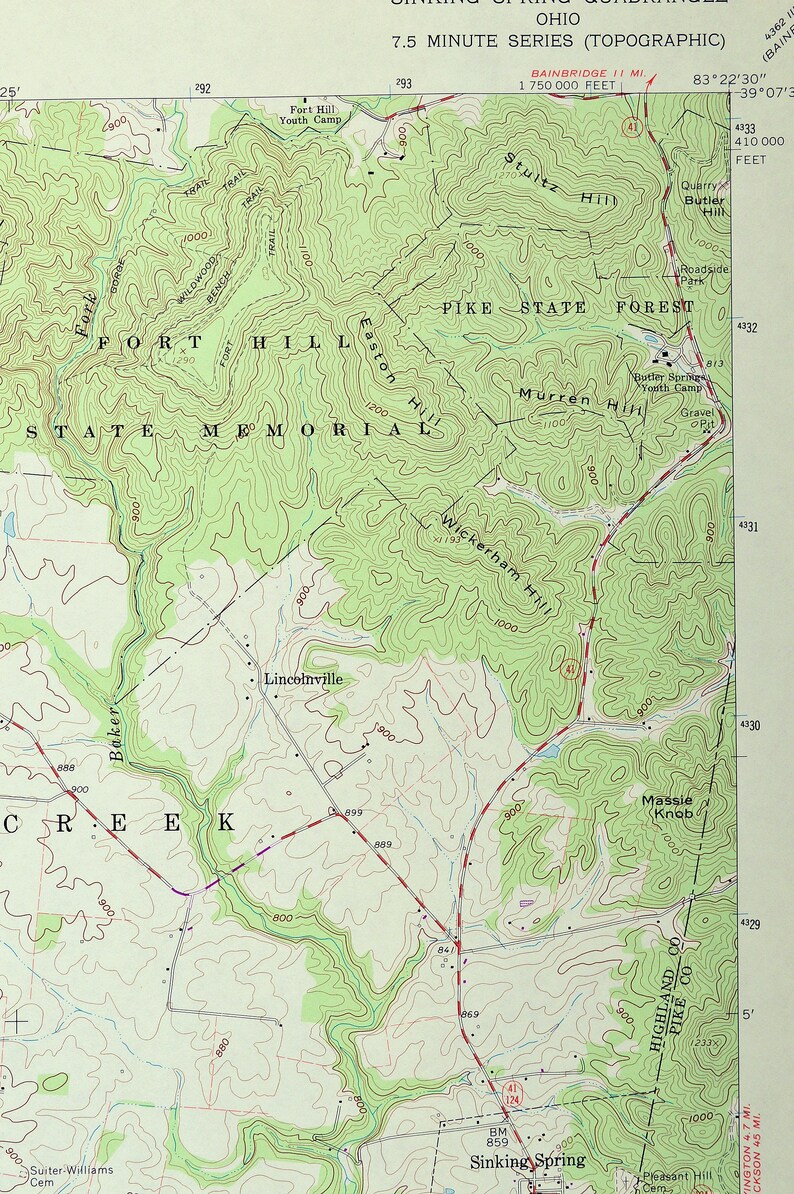 Sinking Spring Map of Serpent Mound State Memorial Ohio Print Etsy