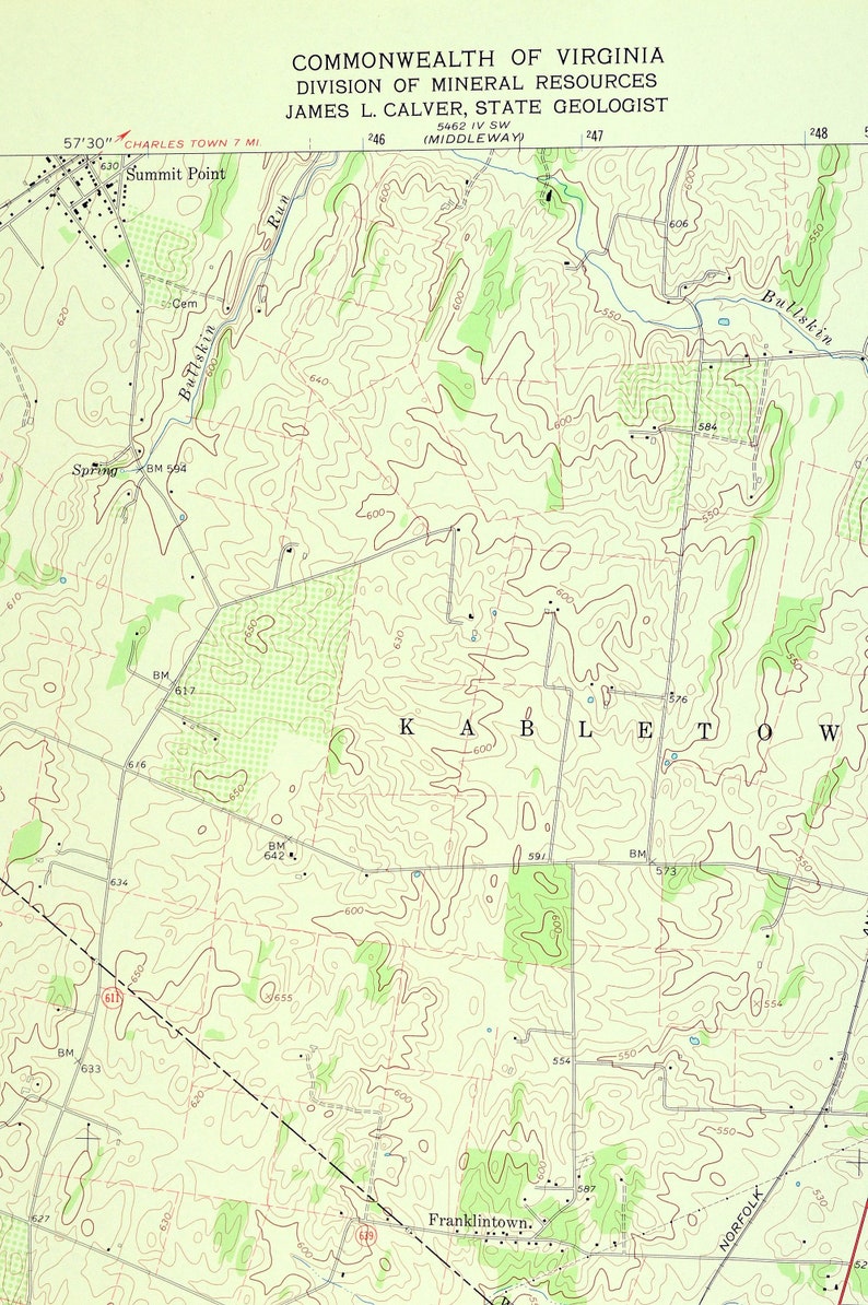 Berryville Map of Franklintown Virginia Print Wall Decor LARGE Etsy