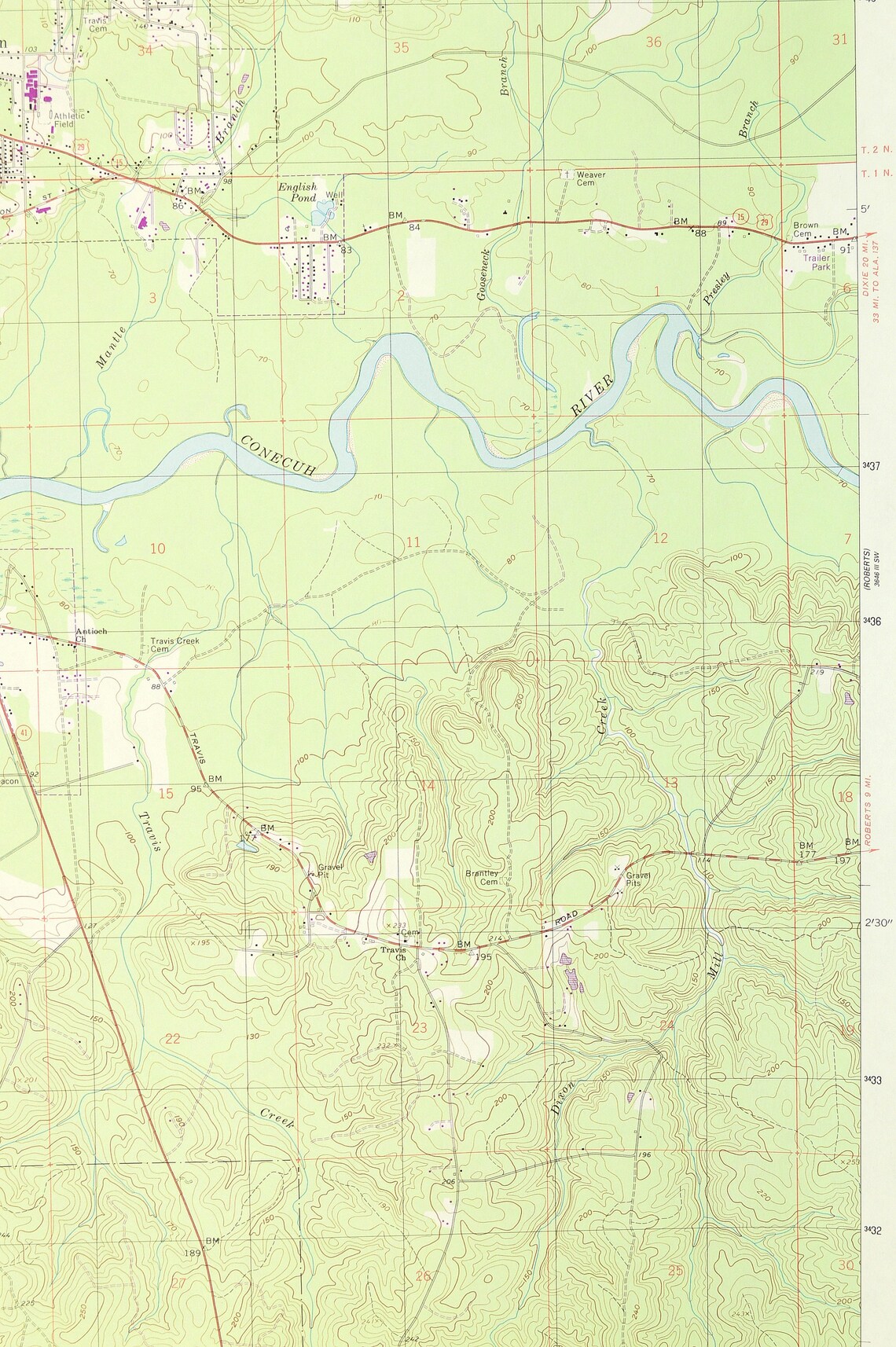 Brewton Map of East Brewton Alabama Art Print Wall Decor LARGE Etsy