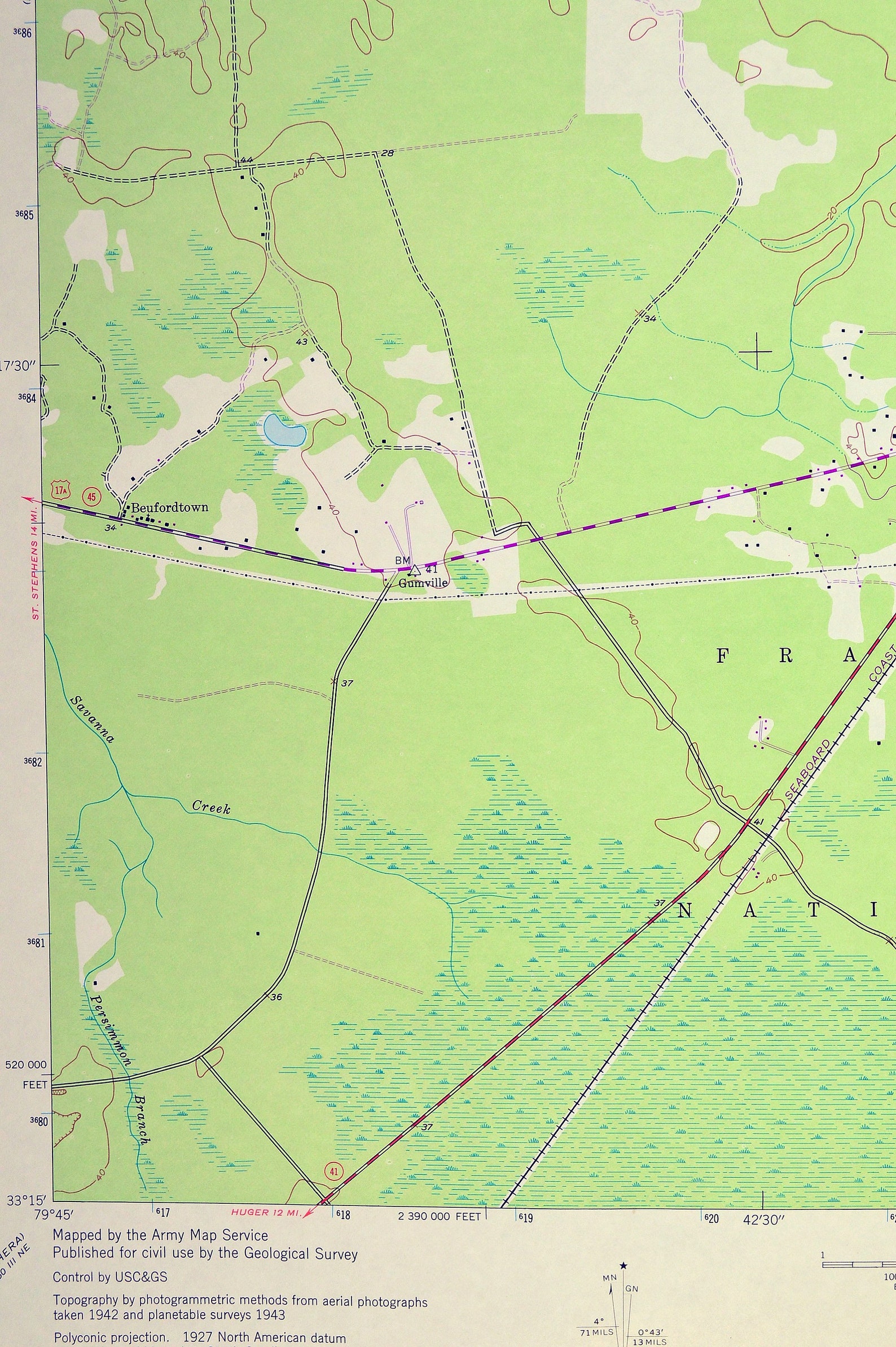 Jamestown Map of Santee Swamp South Carolina LARGE Topographic Etsy