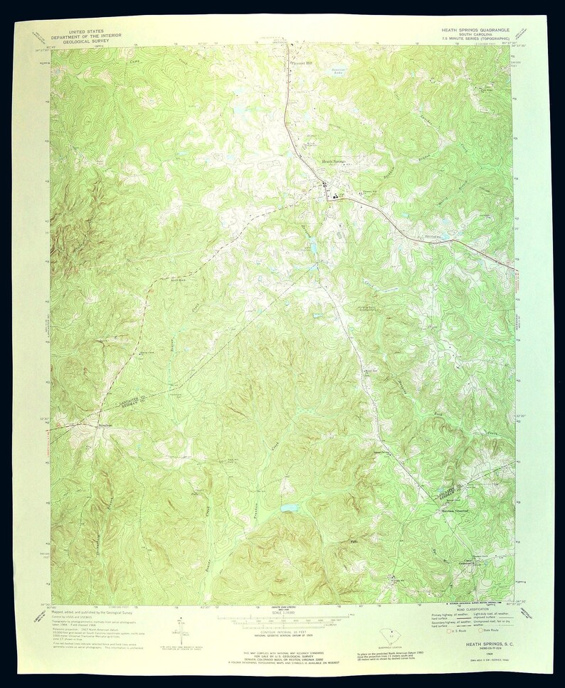 Heath Springs Map of Pleasant Hill South Carolina Wall Decor Etsy