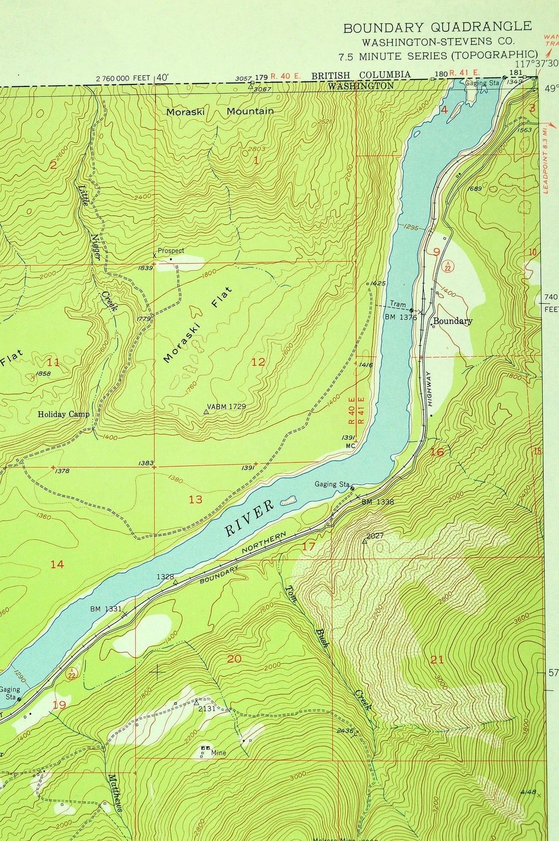Boundary Map of Franklin D Roosevelt Lake Washington Art Print  Etsy