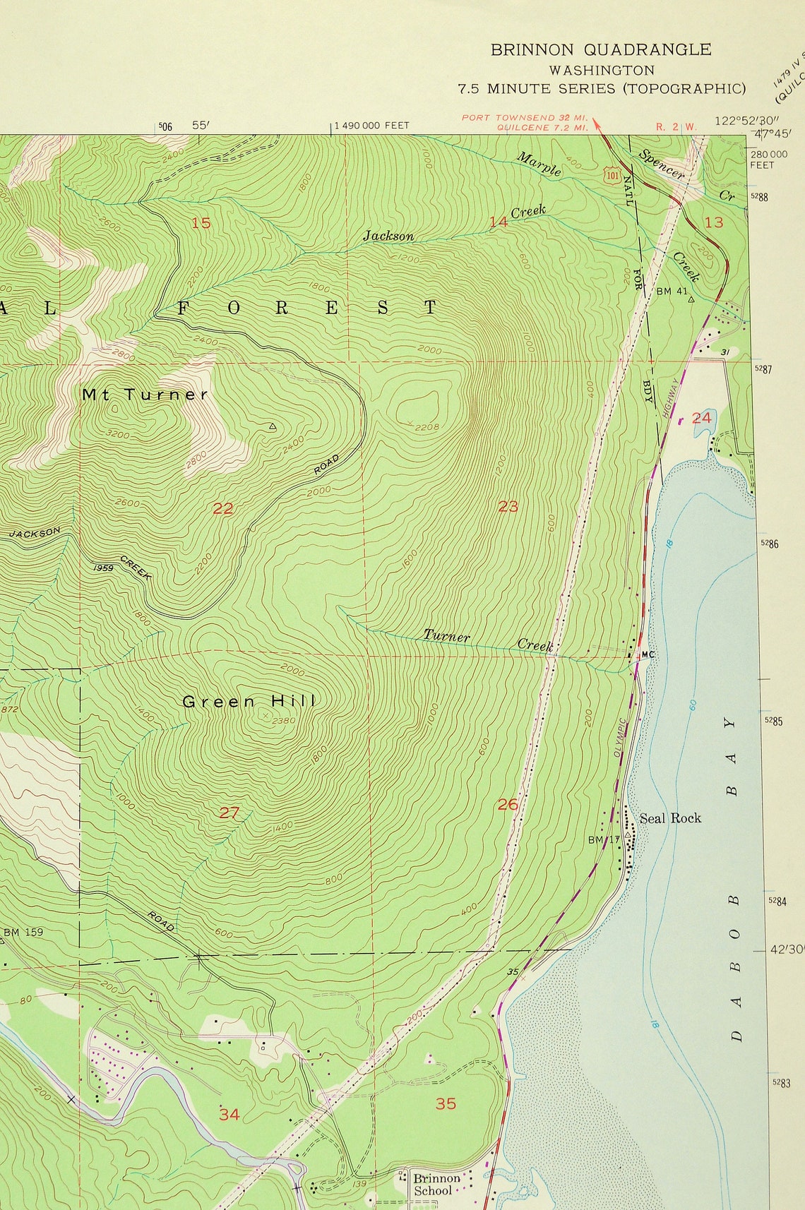 Brinnon Map of Dosewallips State Park Washington Print Wall Etsy